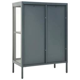 Berkfield Home Sideboard Anthracite 75x35x105 cm Steel & Glass in Dark Grey - Size: 75 x 35 x 105 cm - thumbnail 6