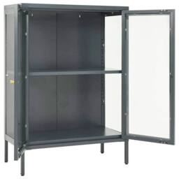 Berkfield Home Sideboard Anthracite 75x35x105 cm Steel & Glass in Dark Grey - Size: 75 x 35 x 105 cm