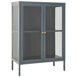 Berkfield Home Sideboard Anthracite 75x35x105 cm Steel & Glass in Dark Grey - Size: 75 x 35 x 105 cm - thumbnail 3
