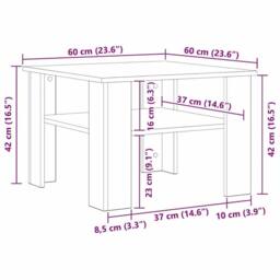 Kelvenix Coffee Table Black Oak Engineered Wood - Size: 0.6m2 - thumbnail 2