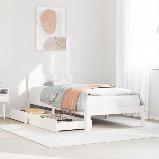 Berkfield Home Bed Frame with Drawers without Mattress White 100x200 cm - image 1