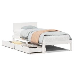 Berkfield Home Bed Frame with Drawers without Mattress White 100x200 cm - thumbnail 2