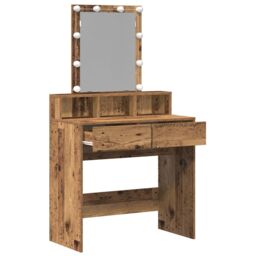 Berkfield Home Dressing Table with Mirror&LED Lights Old Wood Engineered Wood in Brown - thumbnail 5