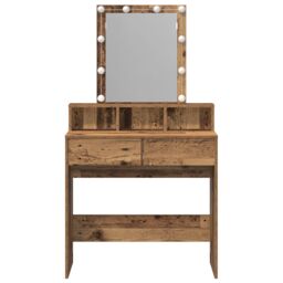 Berkfield Home Dressing Table with Mirror&LED Lights Old Wood Engineered Wood in Brown - thumbnail 6
