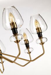 Loops 8 Bulb Chandelier Aged Brass Finish Plated & Charcoal Black Paint LED E14 40W - thumbnail 3