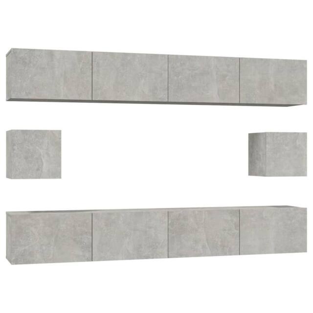 Berkfield Home 6 Piece TV Cabinet Set Concrete Grey Engineered Wood - image 1