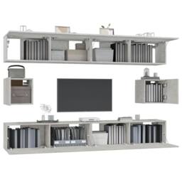 Berkfield Home 6 Piece TV Cabinet Set Concrete Grey Engineered Wood - thumbnail 4