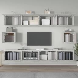 Berkfield Home 6 Piece TV Cabinet Set Concrete Grey Engineered Wood - thumbnail 3
