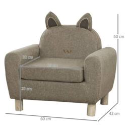 VOGREX Brown Ear Shaped Kids Armchair Toddler Sofa Chair For Bedroom - thumbnail 2