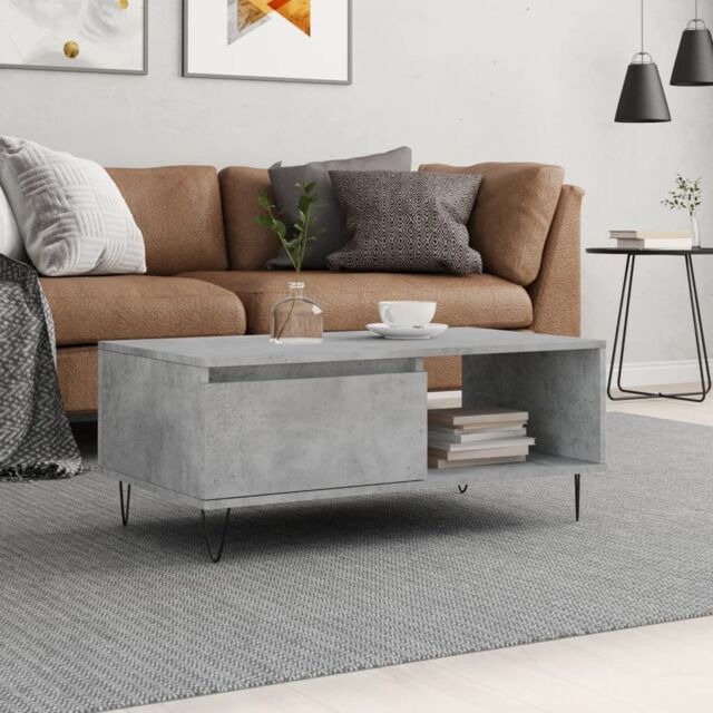 Berkfield Home Coffee Table Concrete Grey 90x50x36.5 cm Engineered Wood - image 1