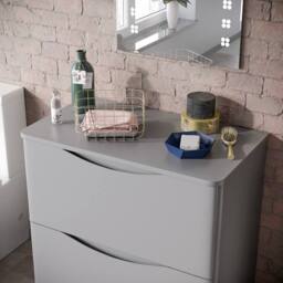 Nes Home Matte Grey 800mm Round Corner MDF Bathroom Worktop For Vanity Cabinet - thumbnail 2