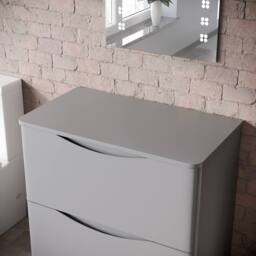 Nes Home Matte Grey 800mm Round Corner MDF Bathroom Worktop For Vanity Cabinet - thumbnail 3