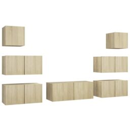 Berkfield Home 7 Piece TV Cabinet Set Sonoma Oak Engineered Wood in Brown - thumbnail 2