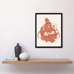 Artery8 Theo van Hoytema Framed Wall Art Print Butterfly on Nasturtium Flower in Red - Size: A4 - thumbnail 2