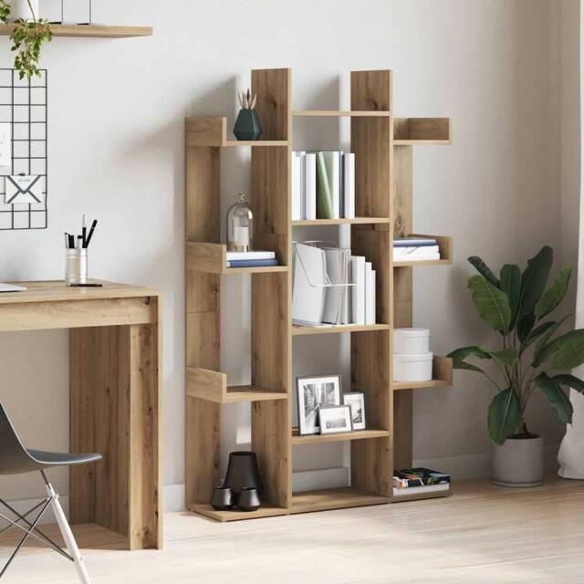 Berkfield Home Decorative Book Cabinet Artisan Oak 86x25.5x140 cm Engineered Wood in Brown - image 1