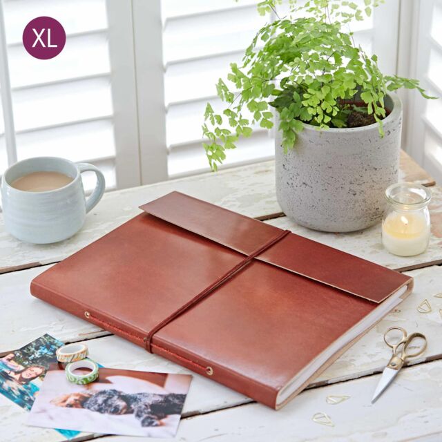 Paper High Distressed Leather Photo Album in Brown - Size: XL - image 1