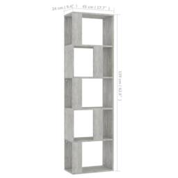 Berkfield Home Book Cabinet/Room Divider Concrete Grey 45x24x159 cm Engineered Wood - Size: 45 x 24 x 159 cm - thumbnail 7