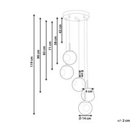 Wyld and Coco Bea 5 Light Pendant Lamp Transparent Glass Shades Brushed Brass in Clear - thumbnail 3