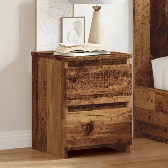 Berkfield Home Bedside Cabinets¬†2 pcs Old Wood 30x30x40 cm Engineered Wood in Brown - Size: 30 x 30 x 40 cm - image 1