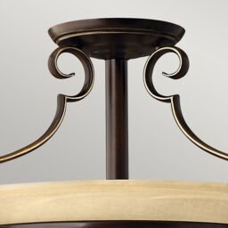 Netlighting Cello 2 Light Semi Flush Ceiling Light Antique Bronze E27 in Brown - thumbnail 2