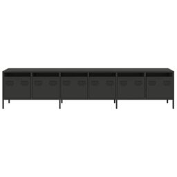 Berkfield Home TV Cabinet Black 202x39x43.5 cm Cold-rolled Steel - thumbnail 5