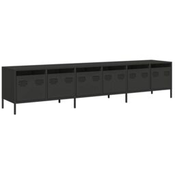 Berkfield Home TV Cabinet Black 202x39x43.5 cm Cold-rolled Steel - thumbnail 2