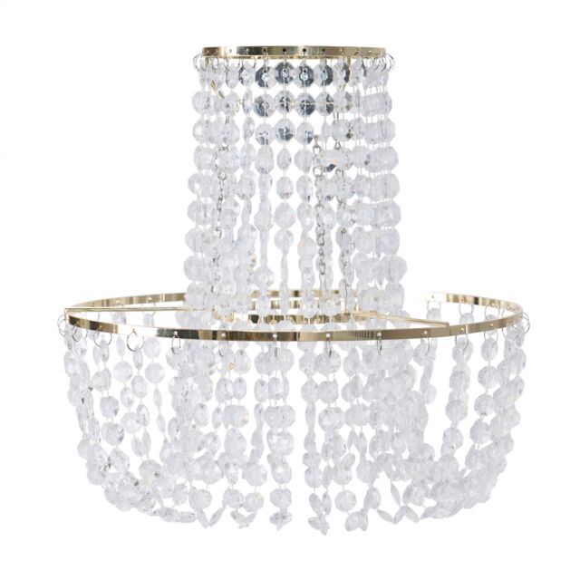 ValueLights Tegan Silver Acrylic Jewel Droplet Pendant Ceiling Light Lamp Shade in Gold - image 1