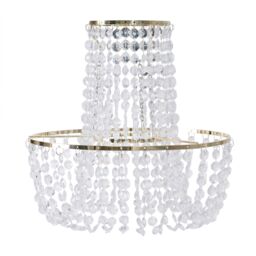 ValueLights Tegan Silver Acrylic Jewel Droplet Pendant Ceiling Light Lamp Shade in Gold