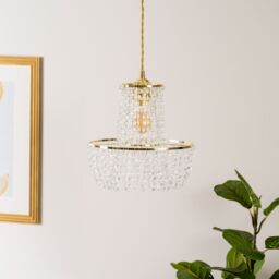 ValueLights Tegan Silver Acrylic Jewel Droplet Pendant Ceiling Light Lamp Shade in Gold - thumbnail 4