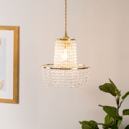 ValueLights Tegan Silver Acrylic Jewel Droplet Pendant Ceiling Light Lamp Shade in Gold - thumbnail 2