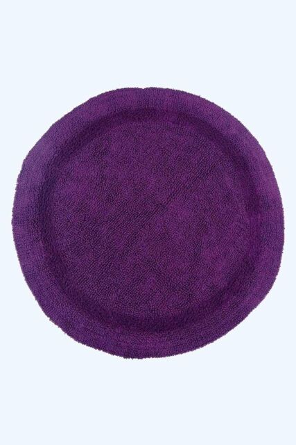 Homescapes Luxury Round Bath Mat Reversible 100% Cotton 1600GSM, 80cm, Quick Dry in Purple - image 1
