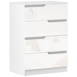 HOMCOM 4 Drawer Chest of Drawers for Bedroom, 60 x 40 x 85cm, White - Size: 60 x 40 x 85 cm - thumbnail 2