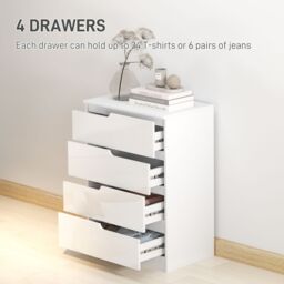 HOMCOM 4 Drawer Chest of Drawers for Bedroom, 60 x 40 x 85cm, White - Size: 60 x 40 x 85 cm - thumbnail 4