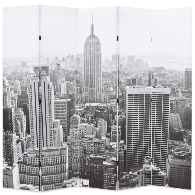 Berkfield Home Folding Room Divider 200x170 cm New York by Day Black & White - image 1