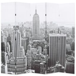 Berkfield Home Folding Room Divider 200x170 cm New York by Day Black & White - thumbnail 1