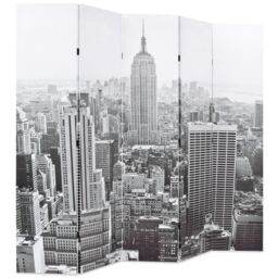 Berkfield Home Folding Room Divider 200x170 cm New York by Day Black & White - thumbnail 2