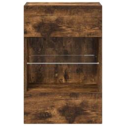 Berkfield Home TV Wall Cabinets with LED Lights 2 pcs Smoked Oak 40x30x60.5 cm in Brown - thumbnail 8