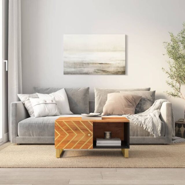 Berkfield Home Coffee Table Brown & Black 80x50x40 cm Solid Wood Mango - Size: 80 x 50 x 40 cm - image 1