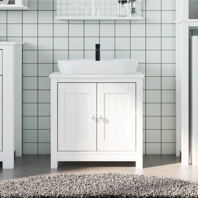 Berkfield Home Bathroom Sink Cabinet BERG White 60x34x59 cm Solid Wood Pine - Size: 60 x 34 x 59 cm - image 1