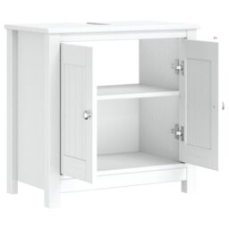 Berkfield Home Bathroom Sink Cabinet BERG White 60x34x59 cm Solid Wood Pine - Size: 60 x 34 x 59 cm - thumbnail 4