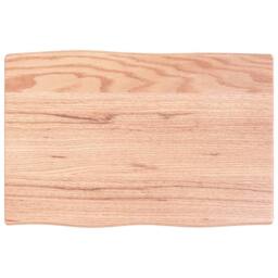 Berkfield Home Table Top Light Brown 60x40x2 cm Treated Solid Wood Oak Live Edge - Size: 60 x 40 x 2 cm - thumbnail 3