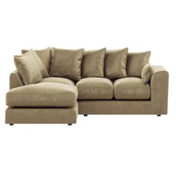 Furnishings For Less UK Brooklyn Plush Velvet 3 to 4 Seater L Shaped Corner Sofa Left Hand Facing in Beige - thumbnail 2