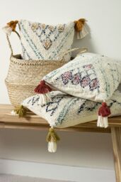 Furn Atlas Tufted Cotton Tassel Edged Cushion in Yellow - Size: 30 cm x 50 cm - thumbnail 4