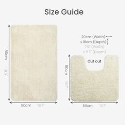 Allure Bath Fashions Deep Pile Microfibre Non Slip Bath Mat Set in Cream - thumbnail 7