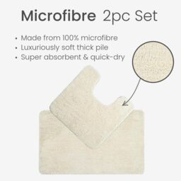 Allure Bath Fashions Deep Pile Microfibre Non Slip Bath Mat Set in Cream - thumbnail 6