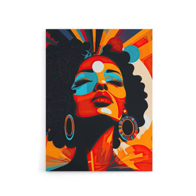 "Artery8 Modern Abstract African Art Colourful Canvas Wall Art Print in Orange - Size: W24"" x H32""" - image 1