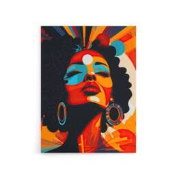 "Artery8 Modern Abstract African Art Colourful Canvas Wall Art Print in Orange - Size: W24"" x H32""" - thumbnail 1