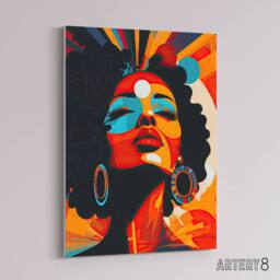 "Artery8 Modern Abstract African Art Colourful Canvas Wall Art Print in Orange - Size: W24"" x H32""" - thumbnail 2