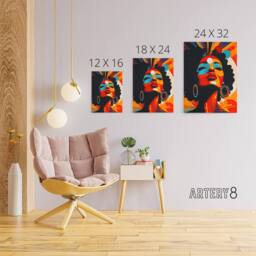 "Artery8 Modern Abstract African Art Colourful Canvas Wall Art Print in Orange - Size: W24"" x H32""" - thumbnail 4