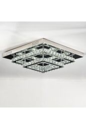 Living and Home Crystal Maze Square Ceiling Lamp - A Sparkly Wonderland for Your Room in Silver - thumbnail 3
